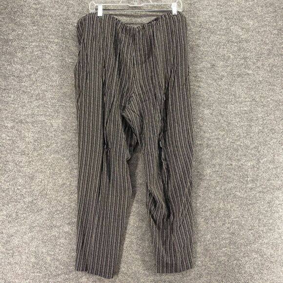 Sag Harbor Pants Women 2X Plus Black Striped High Rise Drawstring Flat Front - Picture 2 of 9